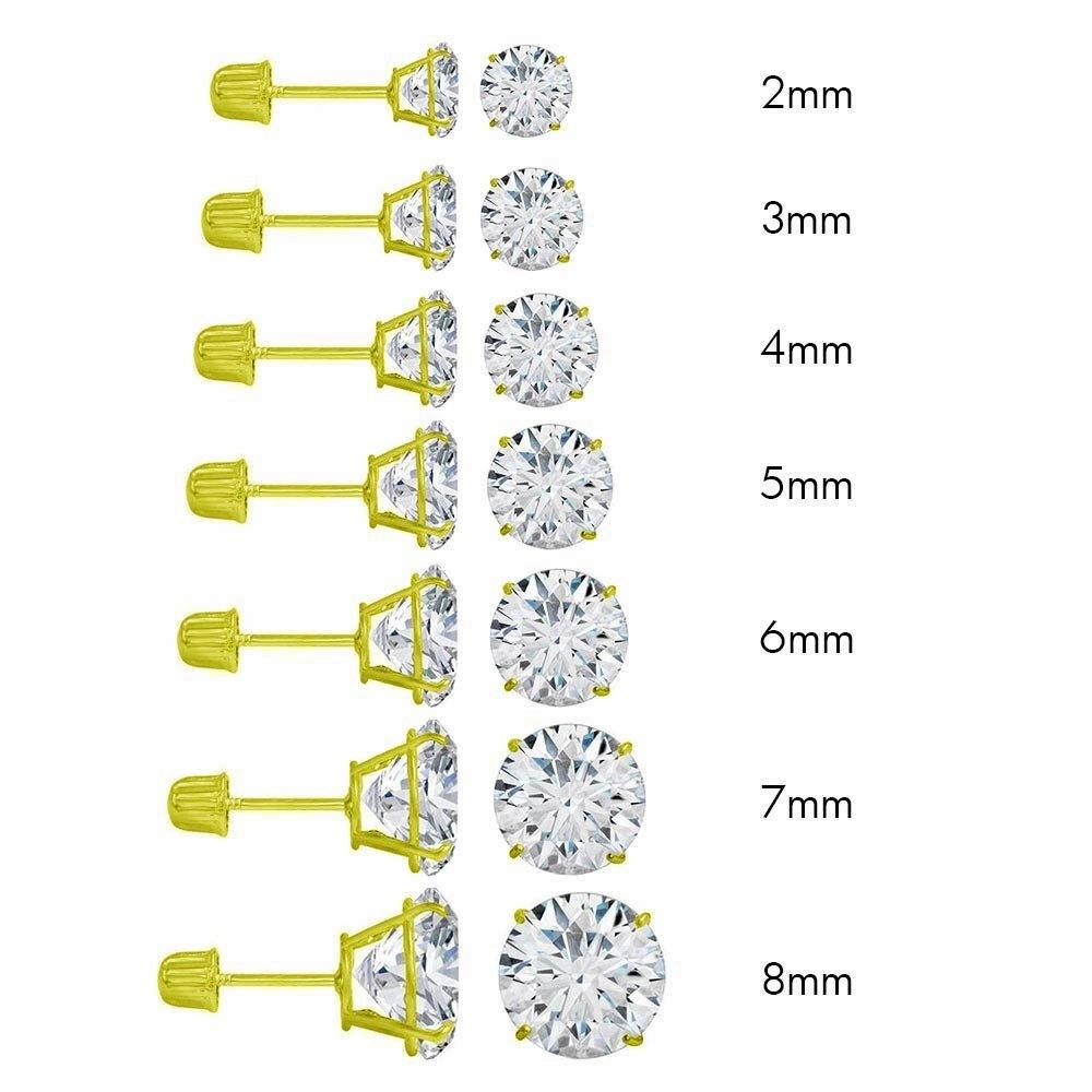 14E00001. - 14 Karat Yellow Gold Screw Back Round Stud Earring