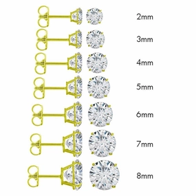 14E00002. - 14 Karat Yellow Gold Push Backing Round Stud Earring