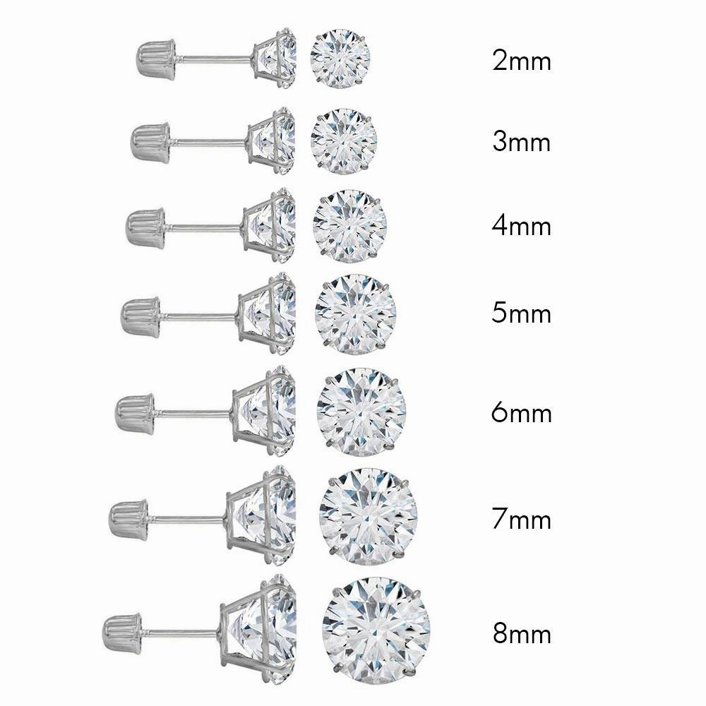 14E00004. - 14 Karat White Gold Screw Backing Round Stud Earring