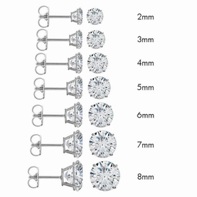 14E00005. - 14 Karat White Gold Push Backing Round Stud Earring