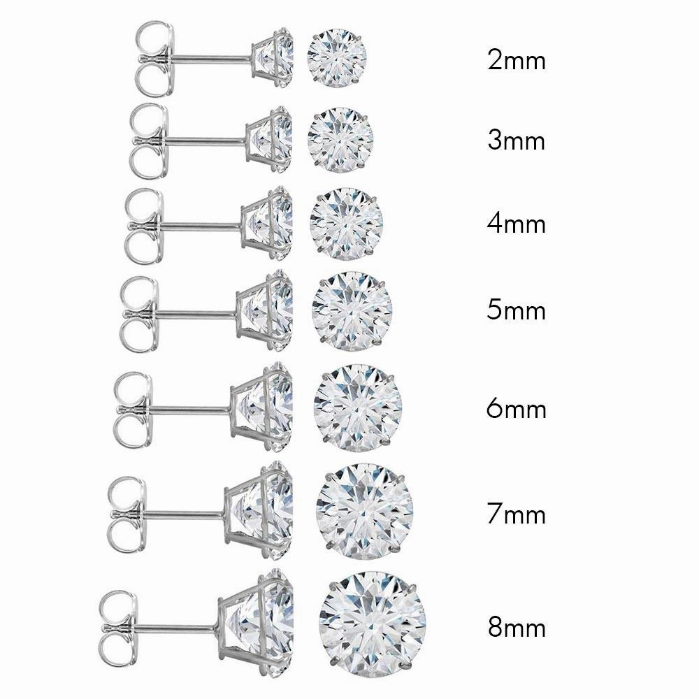 14E00005. - 14 Karat White Gold Push Backing Round Stud Earring