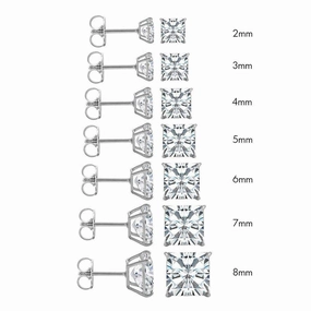 14E00011. - 14 Karat White Gold Push Backing Square Stud Earring