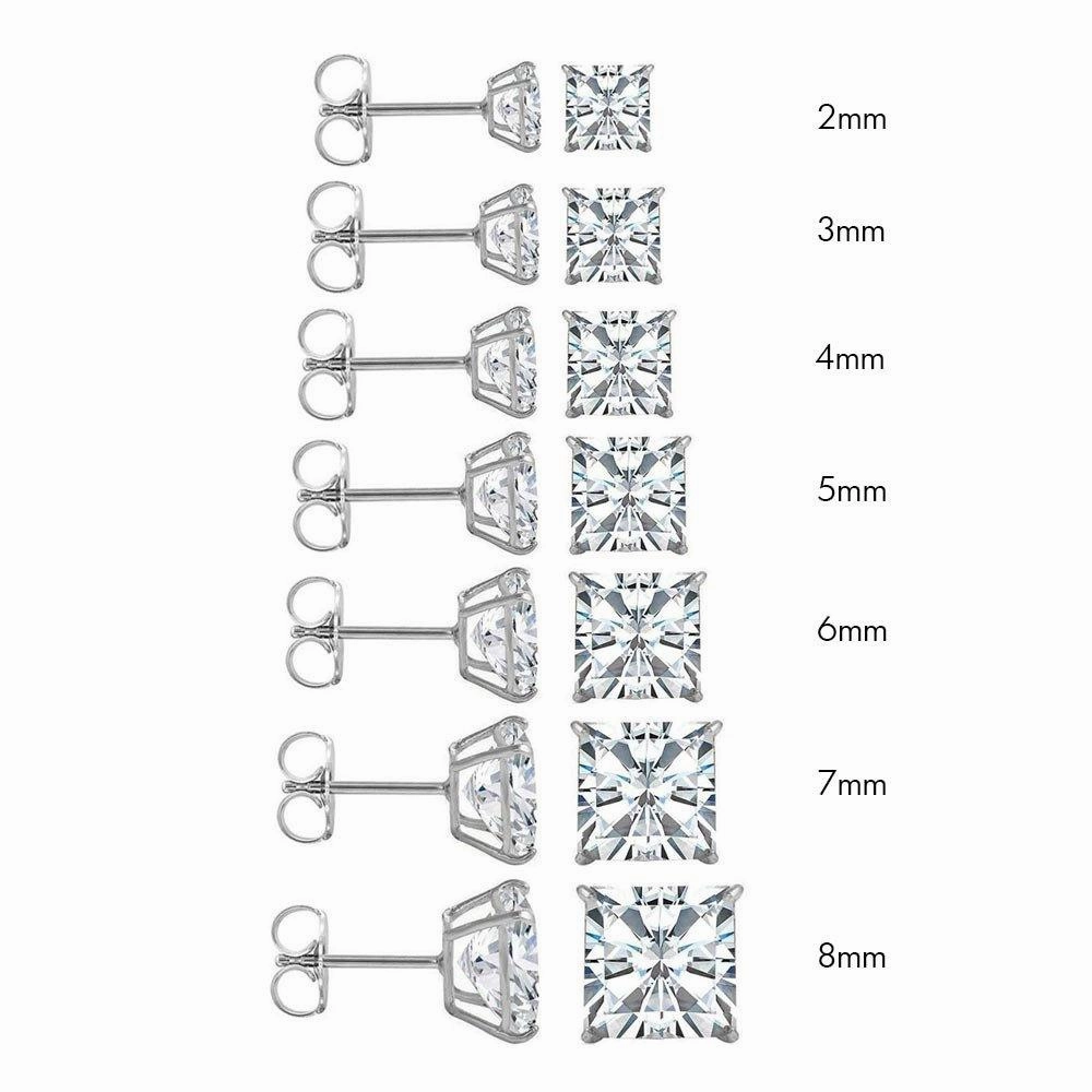 14E00011. - 14 Karat White Gold Push Backing Square Stud Earring