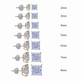 14E00018. - 14 Karat Yellow Gold Square Silicone Backing CZ Stud Earring