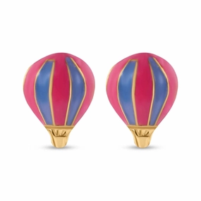 14E00423. - 14 Karat Yellow Gold Hot Air Baloon Screw Back Earrings