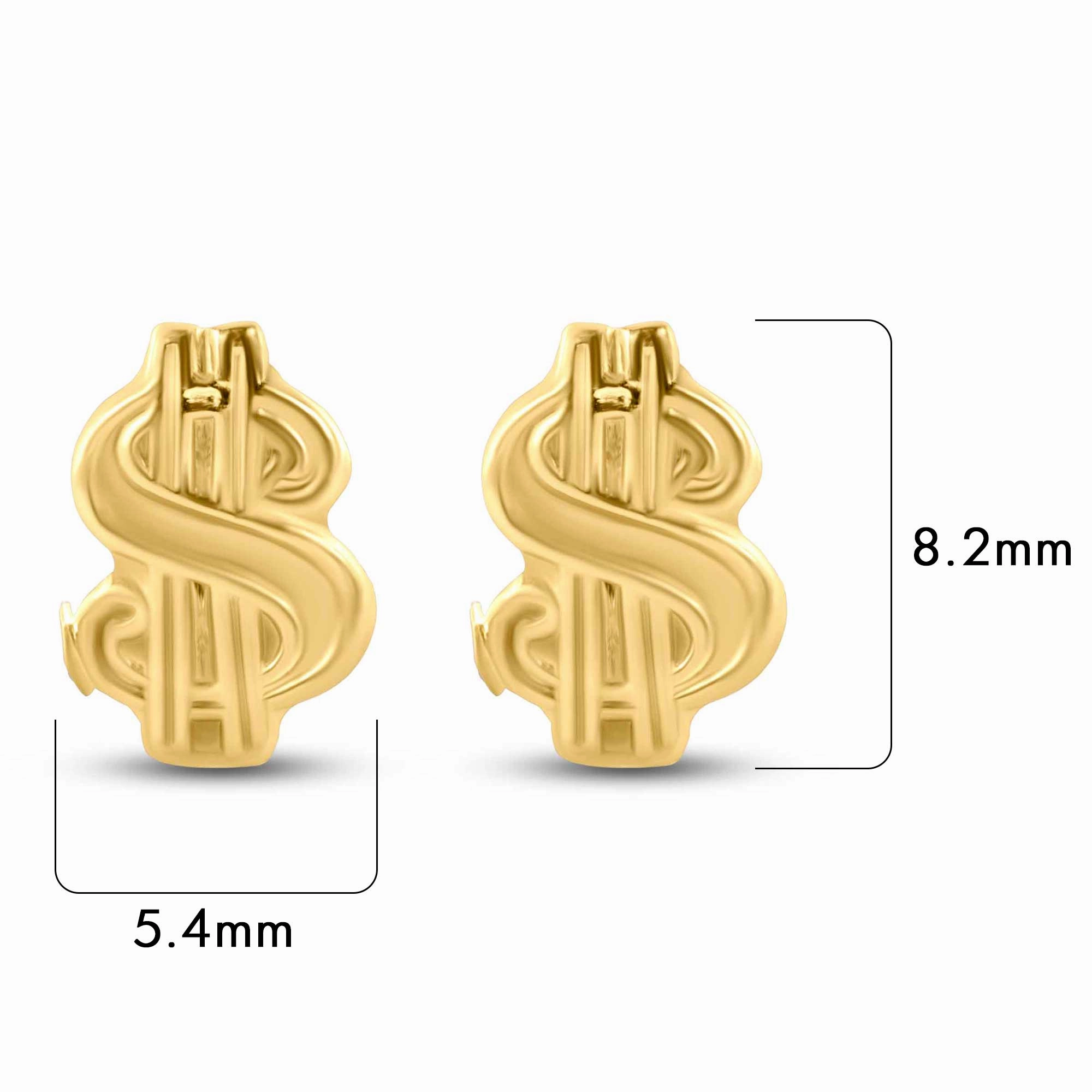 14E00424. - 14 Karat Yellow Dollar Sign Screw Back Earrings
