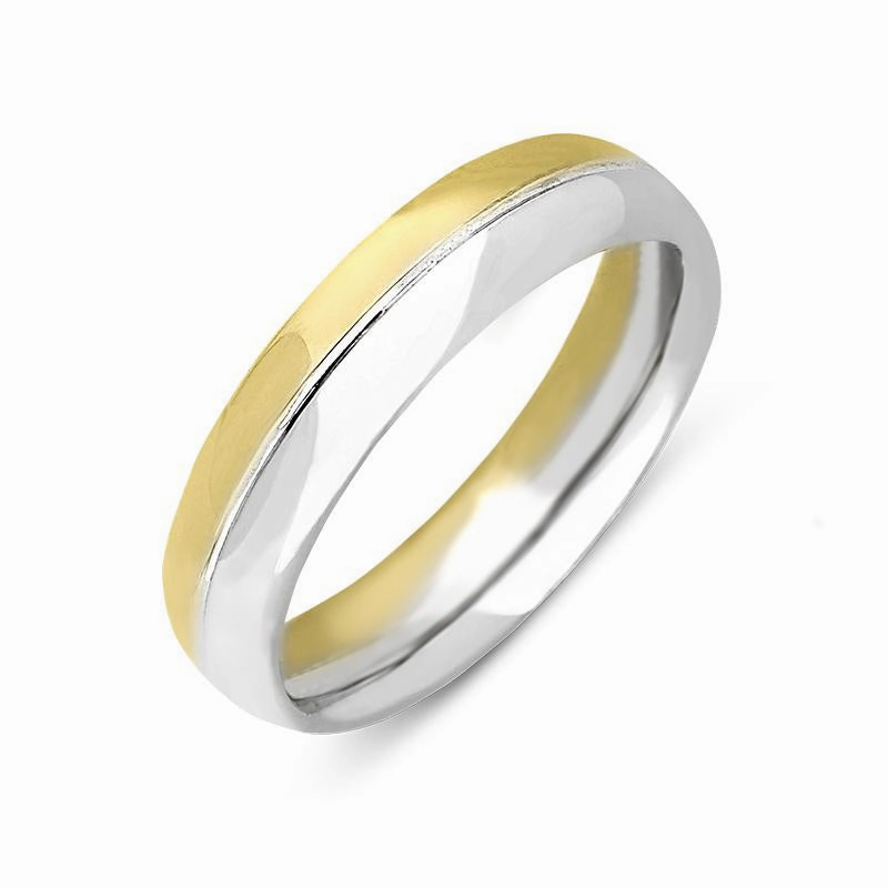 18ct Gold Bi-Colour Court Shape Wedding Ring