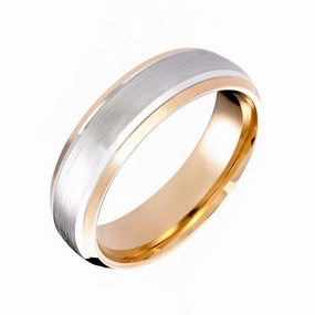 18ct Rose Gold and Palladium 6mm Matt Court Shape Ring