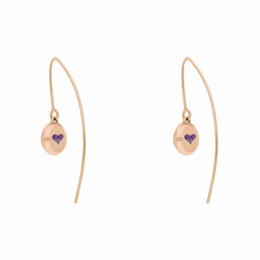18ct Rose Gold Blue John Heart Disc Drop Earrings