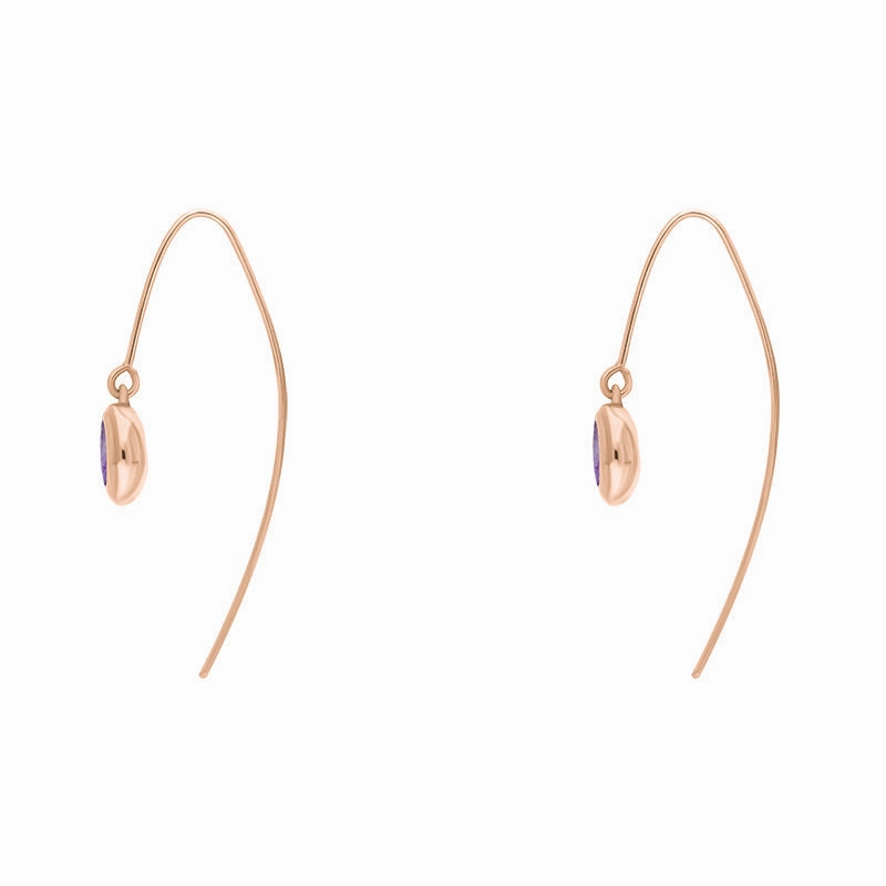 18ct Rose Gold Blue John Heart Disc Drop Earrings