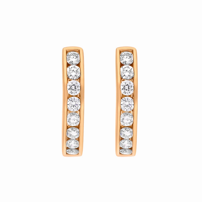 18ct Rose Gold Diamond 0.25ct Channel Set Hoop Earrings