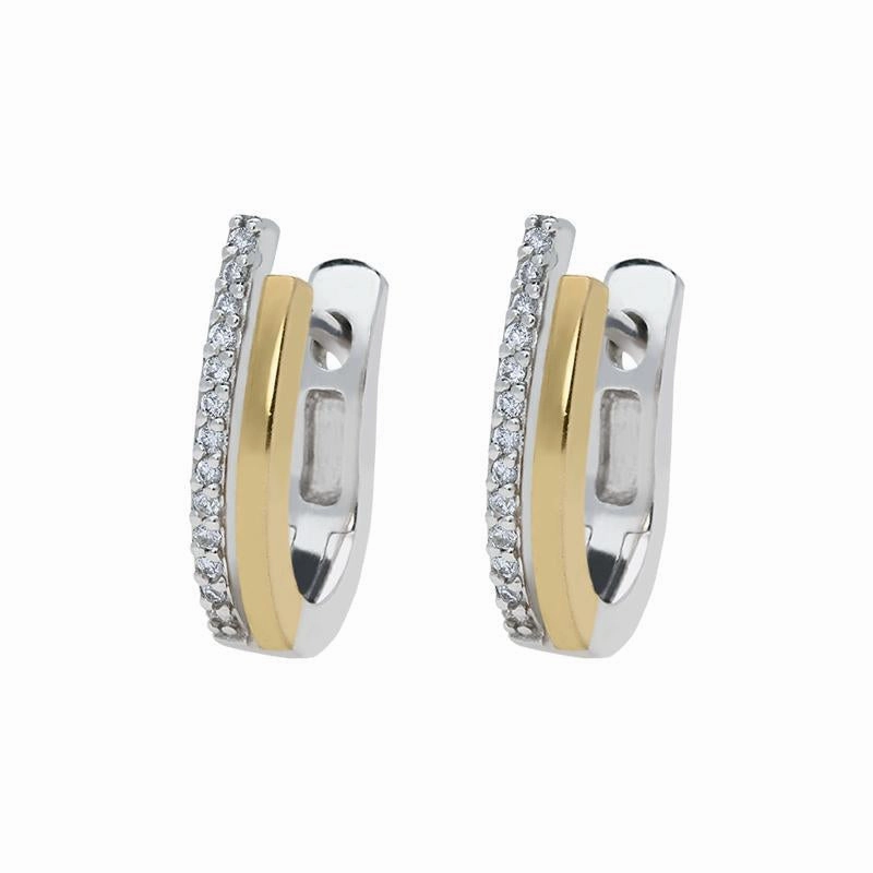 18ct White and Yellow Gold 0.13ct Diamond Hoop Earrings