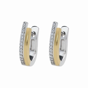 18ct White and Yellow Gold 0.13ct Diamond Hoop Earrings