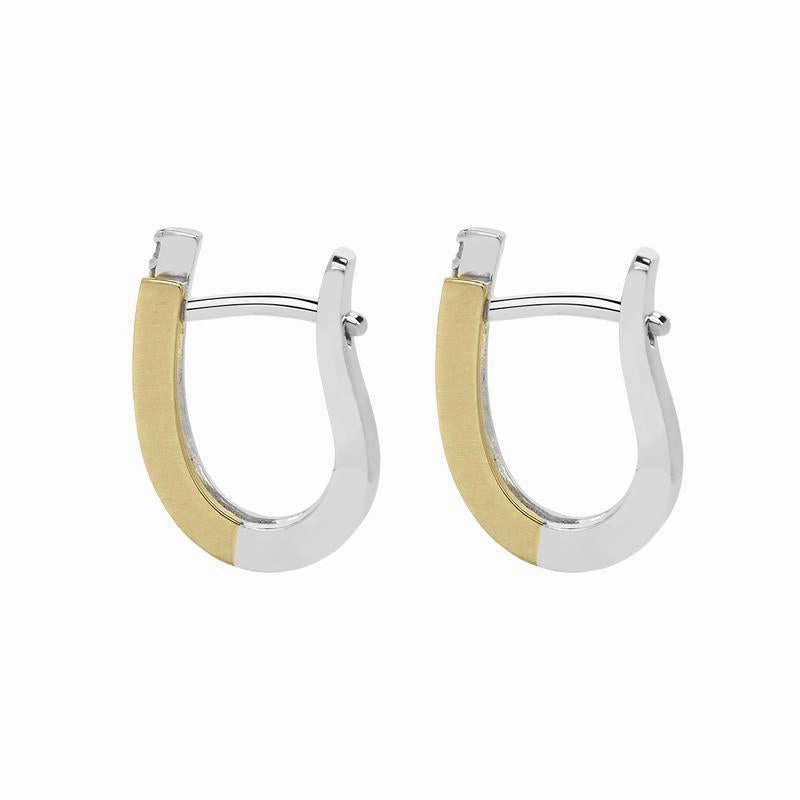 18ct White and Yellow Gold 0.13ct Diamond Hoop Earrings
