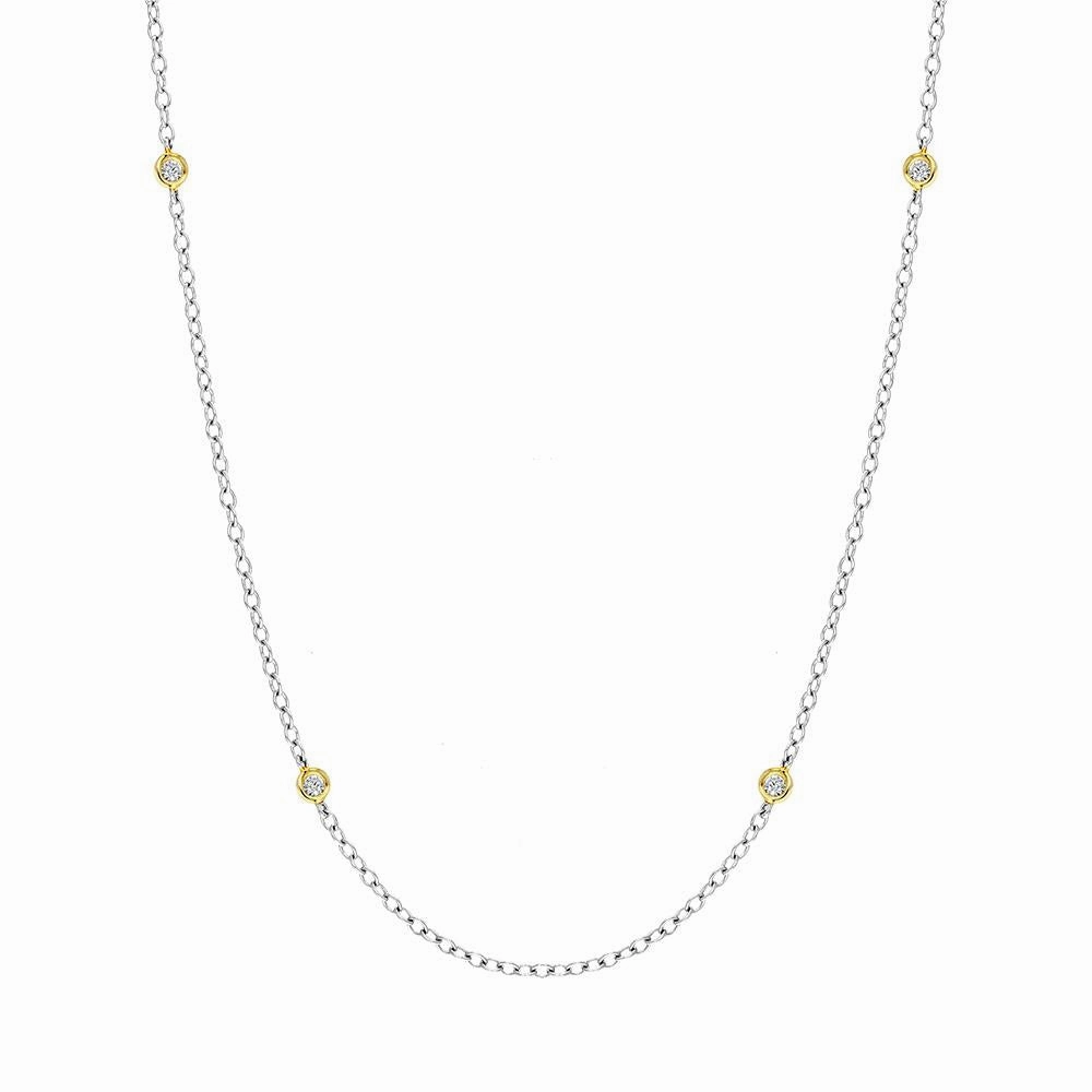 18ct White and Yellow Gold Diamond Long Necklet D