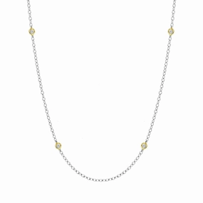 18ct White and Yellow Gold Diamond Long Necklet D