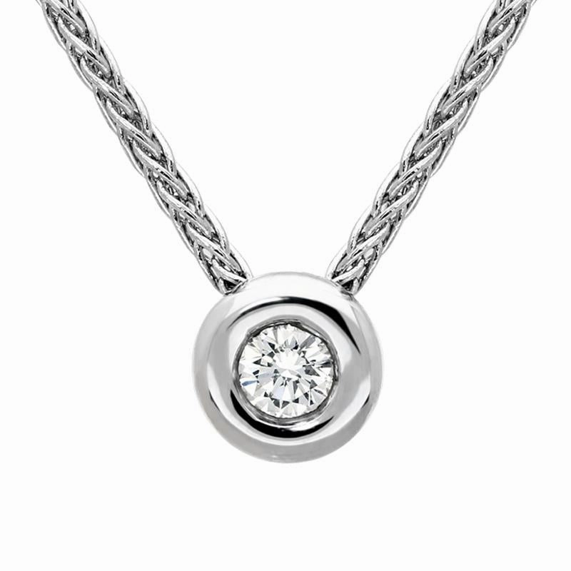 18ct White Gold 0.06ct Diamond Brilliant Cut Solitaire Necklace D