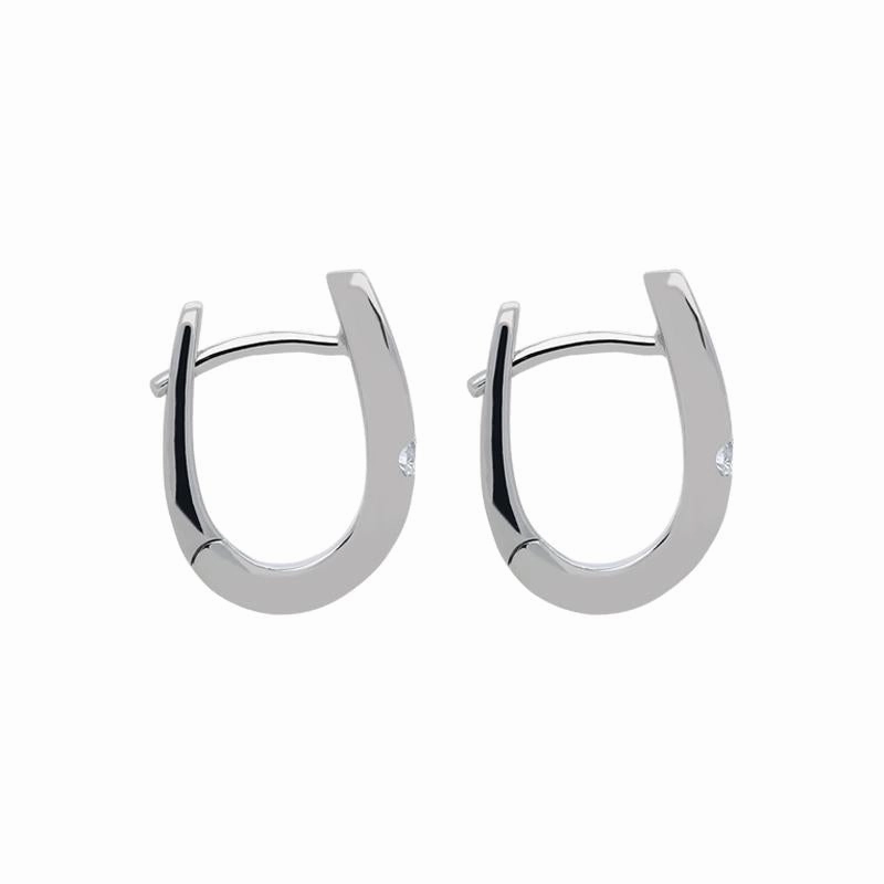 18ct White Gold 0.10ct Diamond Curved Hoop Earrings