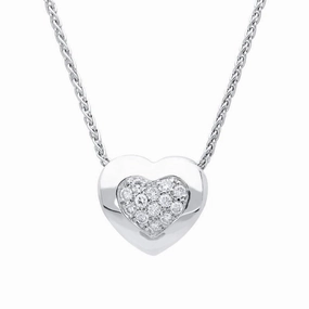 18ct White Gold 0.12ct Diamond Heart Necklace