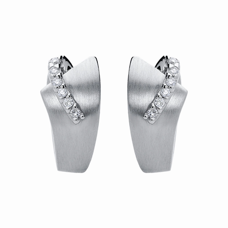 18ct White Gold 0.12ct Diamond Hoop Earrings
