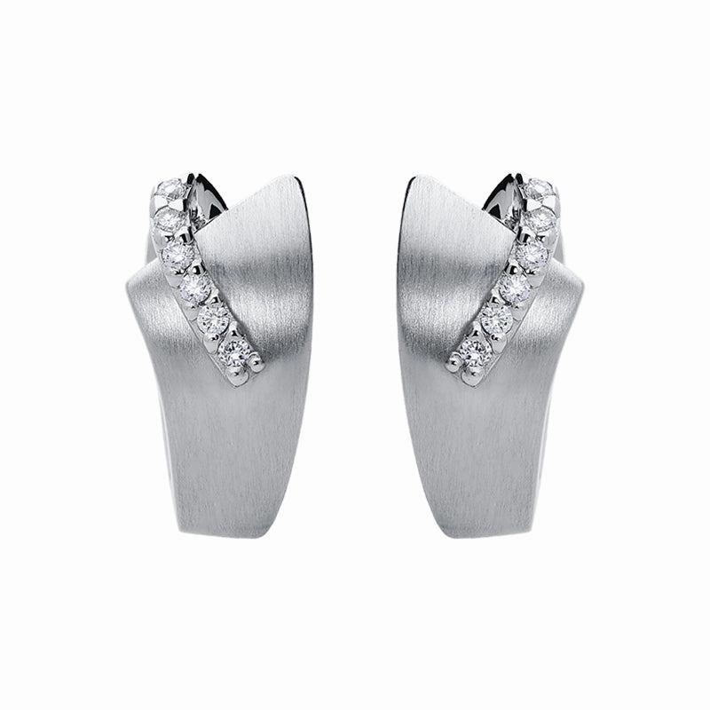 18ct White Gold 0.12ct Diamond Hoop Earrings