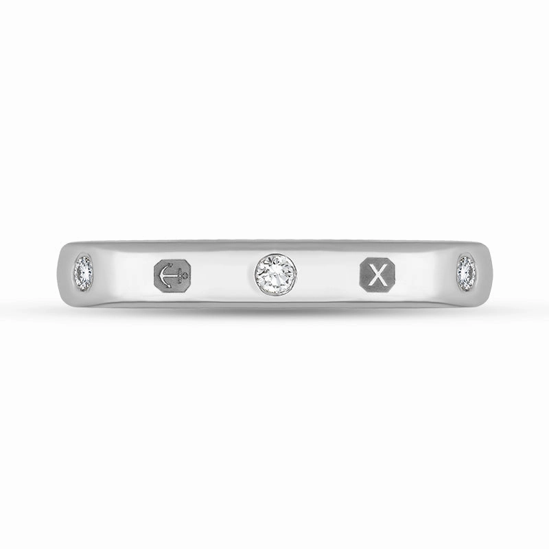 18ct White Gold 0.12ct Diamond Queen's Jubilee Hallmark 3mm Ring D