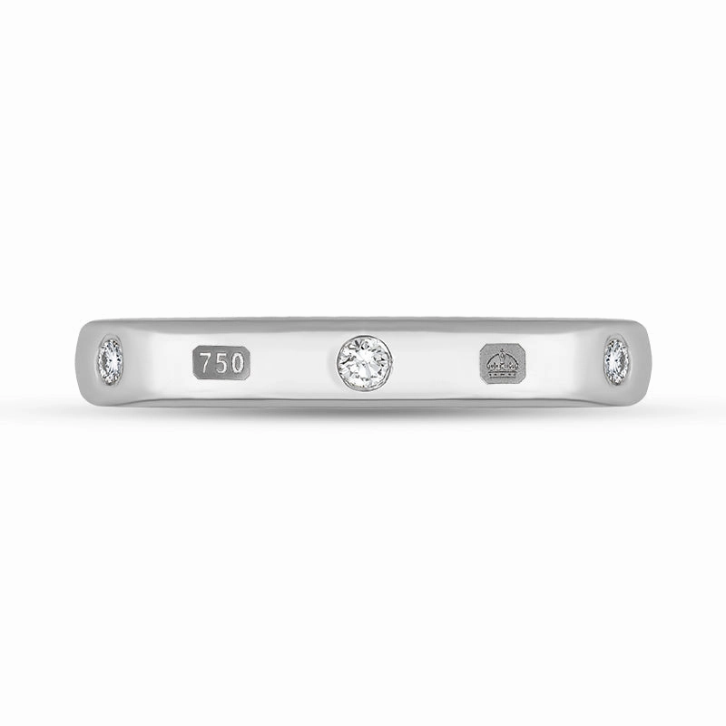 18ct White Gold 0.12ct Diamond Queen's Jubilee Hallmark 3mm Ring D