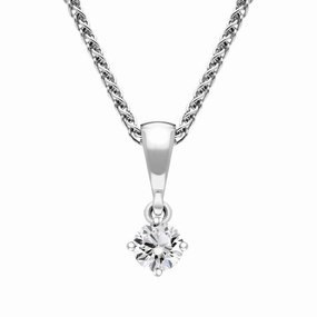 18ct White Gold 0.15ct Diamond Brilliant Cut Solitaire Necklace