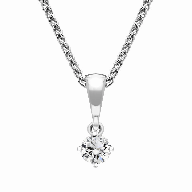 18ct White Gold 0.15ct Diamond Brilliant Cut Solitaire Necklace