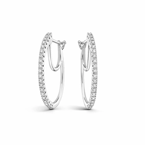 18ct White Gold 0.16ct Diamond Brilliant Cut Hoop Earrings