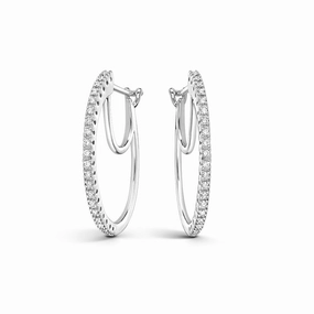 18ct White Gold 0.16ct Diamond Brilliant Cut Hoop Earrings