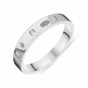 18ct White Gold 0.18ct Diamond Queen's Jubilee Hallmark Princess Cut 4mm Ring D