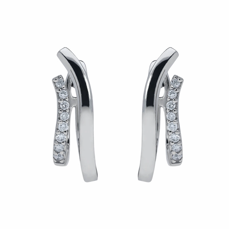 18ct White Gold 0.18ct Diamond Shaped Hoop Earrings