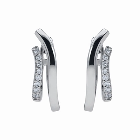 18ct White Gold 0.18ct Diamond Shaped Hoop Earrings
