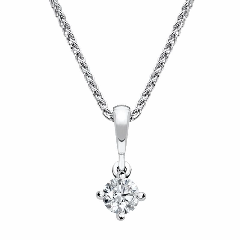 18ct White Gold 0.20ct Diamond Brilliant Cut Solitaire Necklace