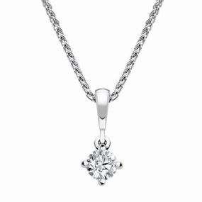 18ct White Gold 0.20ct Diamond Brilliant Cut Solitaire Necklace