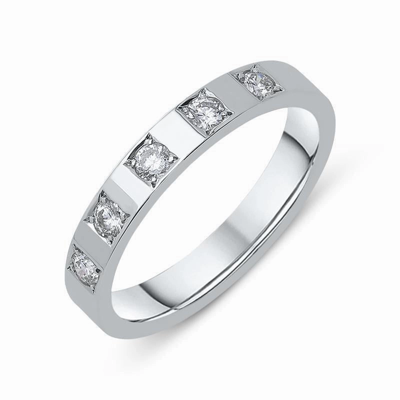 18ct White Gold 0.20ct Diamond Princess Cut 3mm Wedding Ring