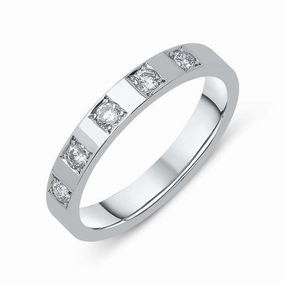 18ct White Gold 0.20ct Diamond Princess Cut 3mm Wedding Ring