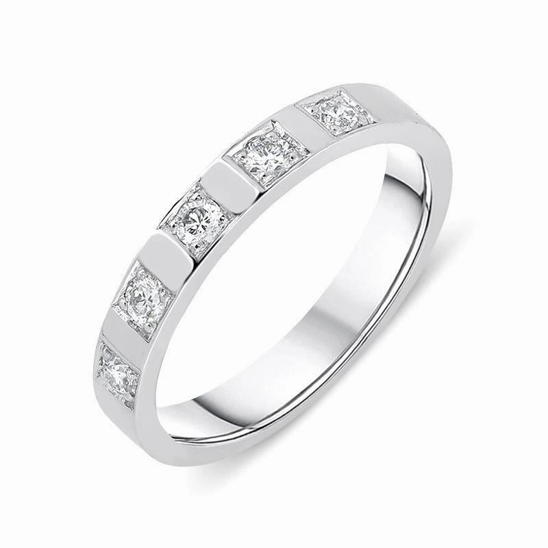 18ct White Gold 0.20ct Diamond Set Five Stone Wedding Band Ring