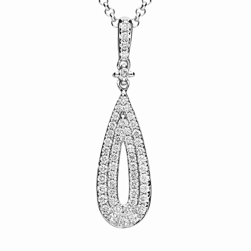 18ct White Gold 0.21ct Diamond Double Row Teardrop Necklace