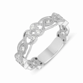18ct White Gold 0.23ct Diamond Entwined Heart Ring