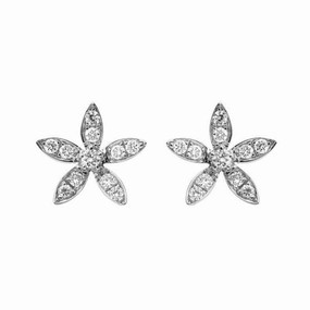 18ct White Gold 0.23ct Diamond Flower Petal Stud Earrings