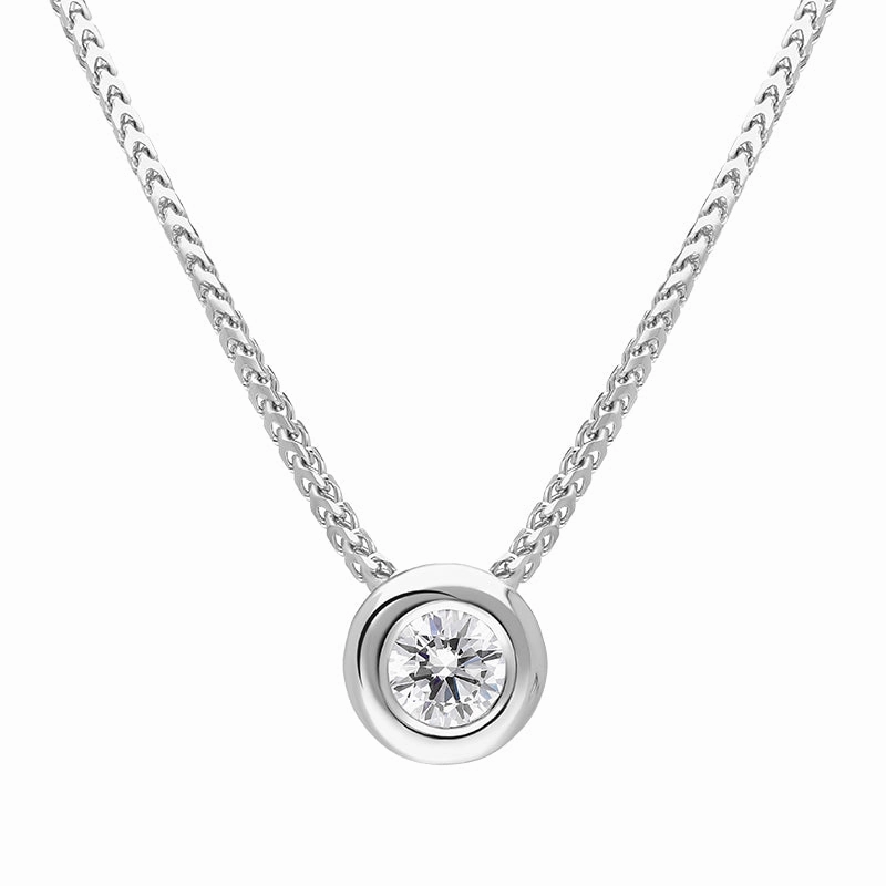 18ct White Gold 0.25ct Diamond Certified Solitaire Pendant Necklace