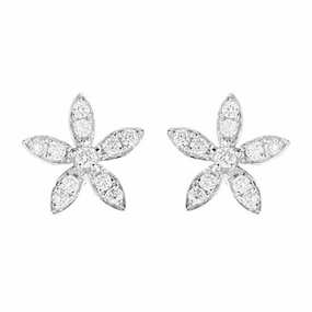 18ct White Gold 0.25ct Diamond Flower Petal Stud Earrings