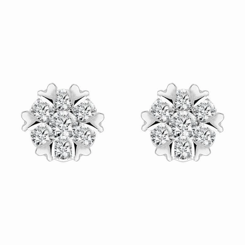 18ct White Gold 0.26ct Diamond Heart Edge Stud Earrings