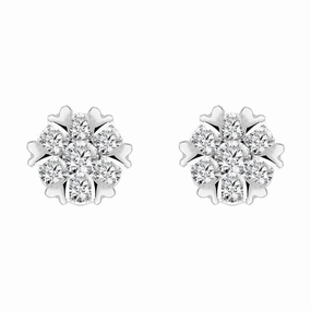 18ct White Gold 0.26ct Diamond Heart Edge Stud Earrings