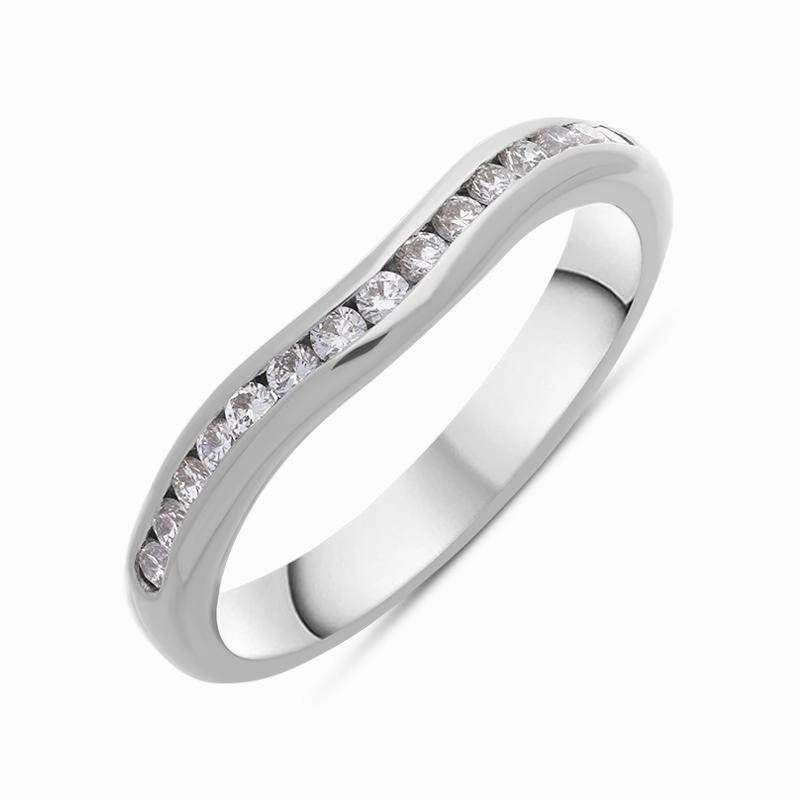 18ct White Gold 0.27ct Diamond Channel Set Wedding Half Eternity Ring D