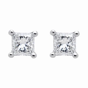 18ct White Gold 0.29ct Diamond Solitaire Princess Cut Stud Earrings