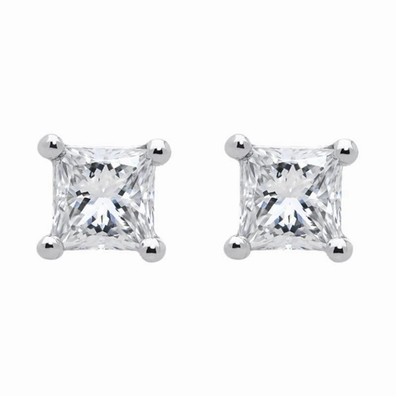 18ct White Gold 0.29ct Diamond Solitaire Princess Cut Stud Earrings