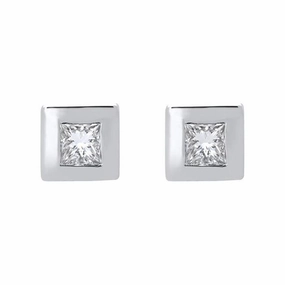 18ct White Gold 0.32ct Diamond Princess Cut Solitaire Stud Earrings